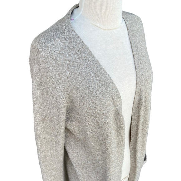 Nap Loungewear Relaxed Fit Long Cardigan Beige Open Front Pockets Cozy Warm Smll - Picture 2 of 15